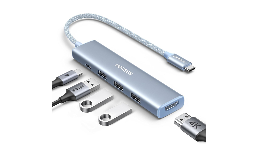 Ugreen CM478 (35581), USB, USB-C, HDMI, HUB, Blue