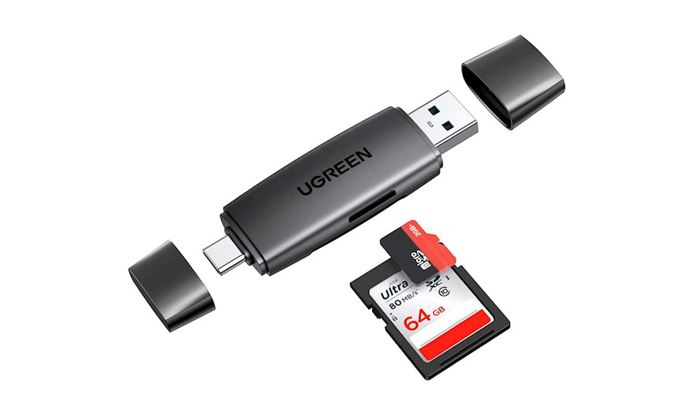 Ugreen CM304 (80191) Multifunction Card Reader, USB-A, USB-C, SD/TF, Black