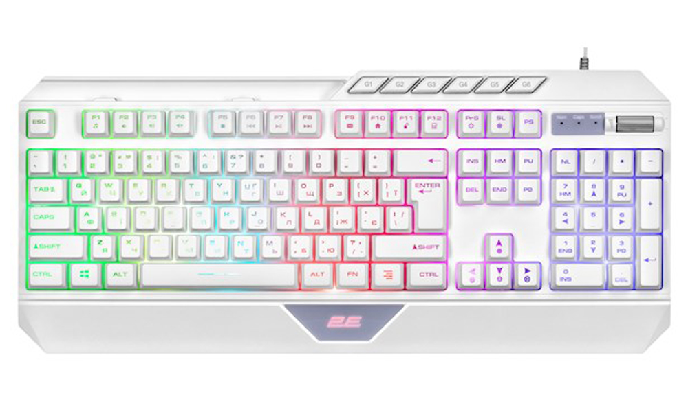 2E GAMING Membrane keyboard KG315 110key, USB-A, EN/UA, RGB, white 2E-KG315UWT