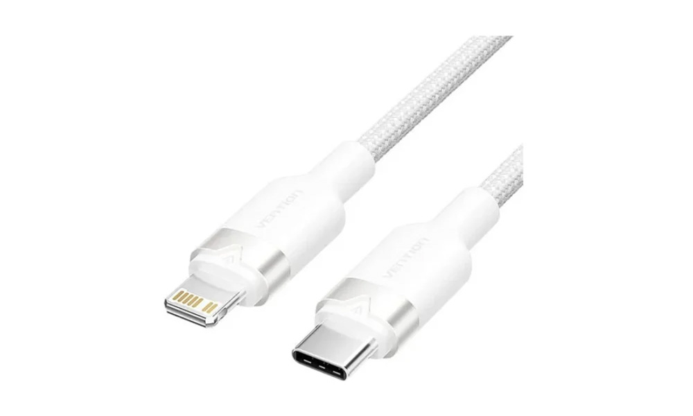 Vention LALWF USB 2.0 Type-C Male to Lightning Male 3A Cable 1M White Aluminum Alloy Type