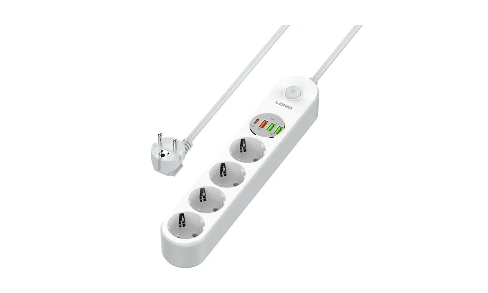 LDNIO SE Extension Cord 4 Outlet Power Strip with USB-Cx1, USB-Ax3 USB PD Qui