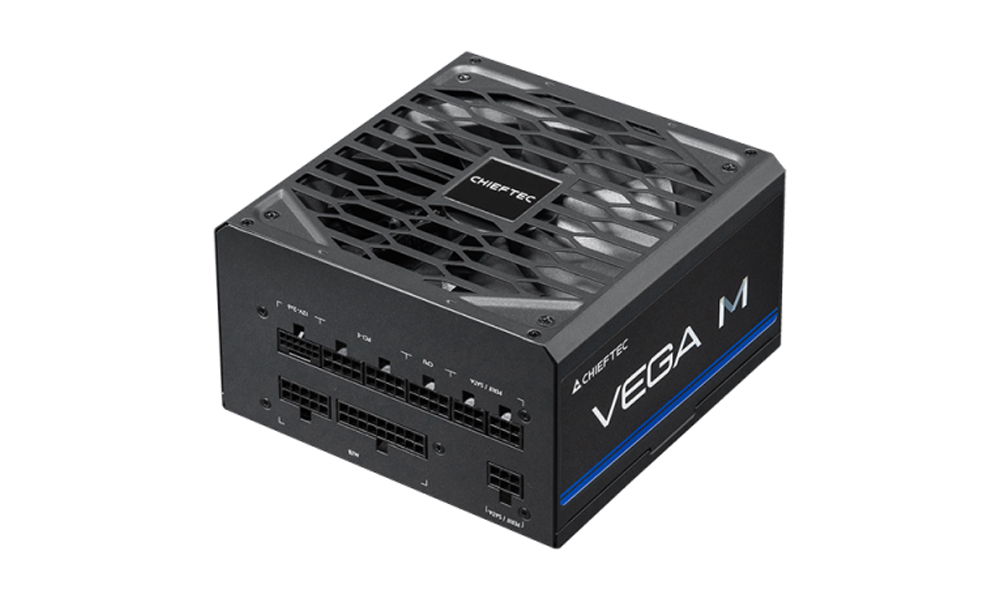 Chieftec PSU Vega M (850W), >90%, 80+ Gold, 135mm FDB, 1xMB 24pin(20+4), 2xCPU 8pin(4+4), 3xMolex, 6xSATA, 4xPCIe 8pin(6+2), 1xPCIe GEN5 16pin, Fully PPG-850-C