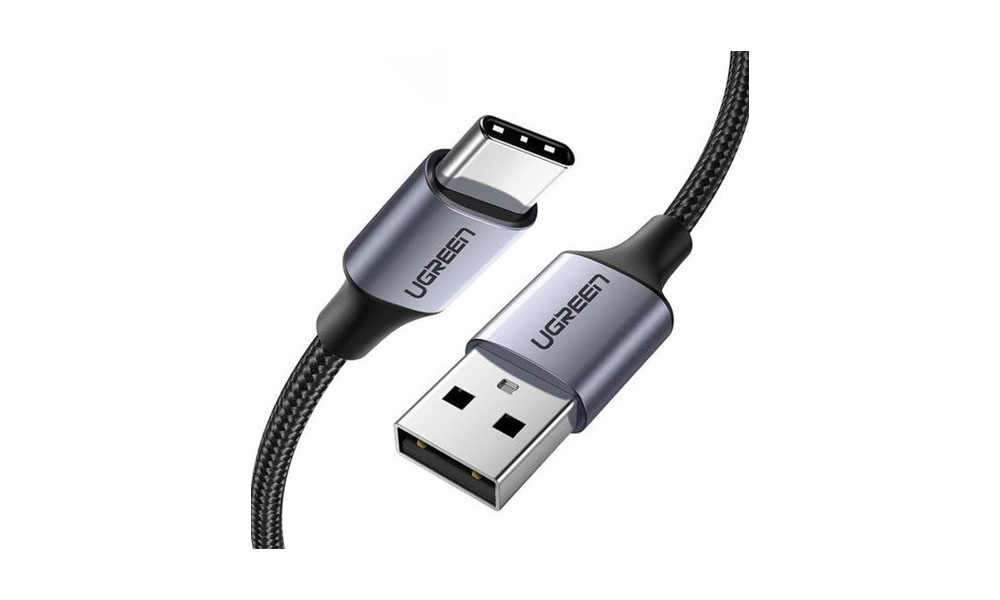 Ugreen 60128 USB 2.0 A to USB-C Cable Nickel Plating Aluminum Braid 2m (Black)