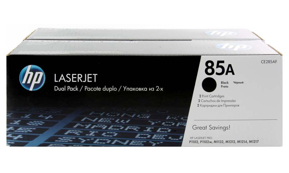 HP 85A Black Dual Pack LaserJet Toner Cartridges CE285AF