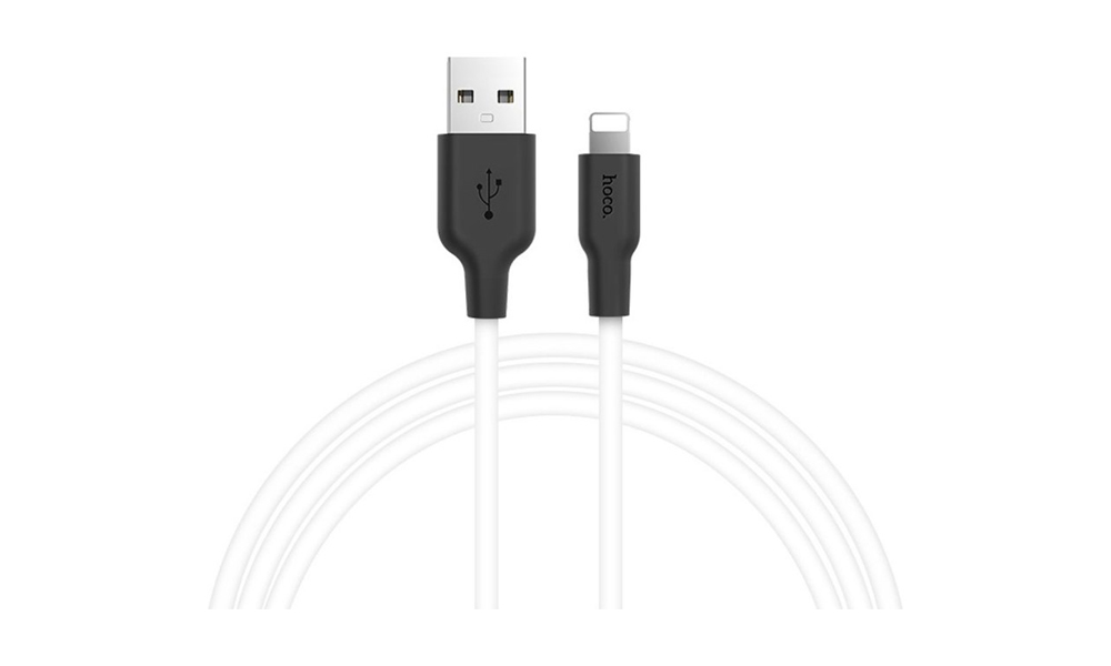 Hoco X21 Silicone lightning charging cable black&white