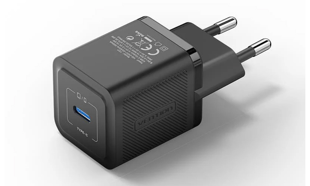 Vention FEPB0-EU 1-Port USB-C GaN Charger (20W) EU-Plug Black