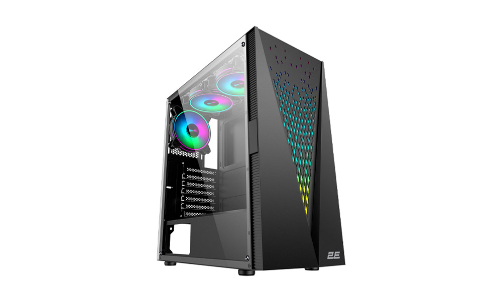 2E GAMING PC case Galaxy G2055 without PSU, 2xUSB3.0, 1xUSB2.0, 3x120mm ARGB, VGA 345mm, LCS ready, HUB, TG Side Panel, ATX, black 2E-G2055
