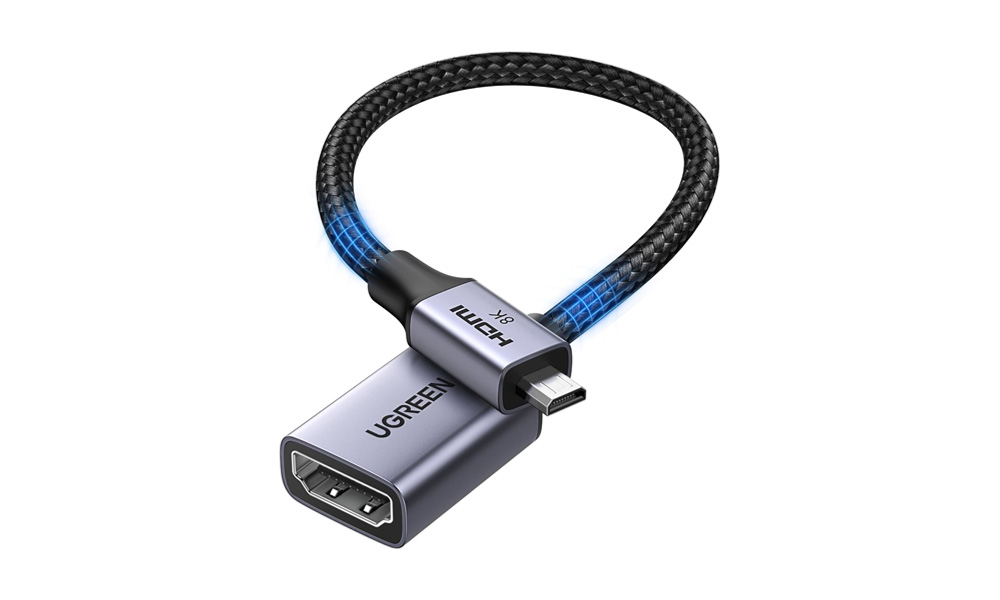 Ugreen HD182 (65593), 8K Micro HDMI to HDMI Cable, 20cm, Grey/Black