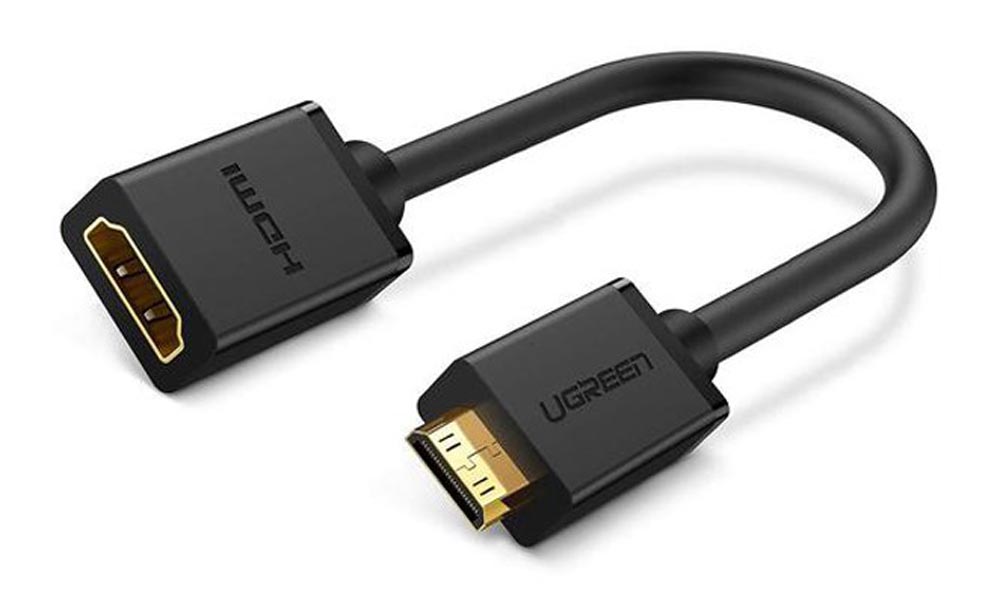 Ugreen 20137 Mini HDMI Male to HDMI Female Adapter Cable 22cm (Black)