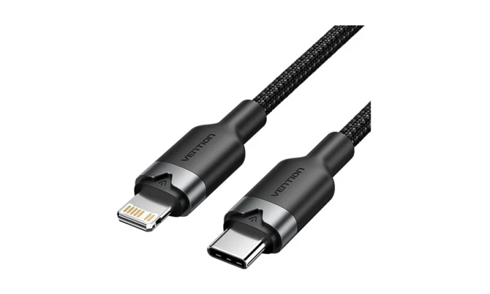 Vention LALBF USB 2.0 Type-C Male to Lightning Male 3A Cable 1M Black Aluminum Alloy Type