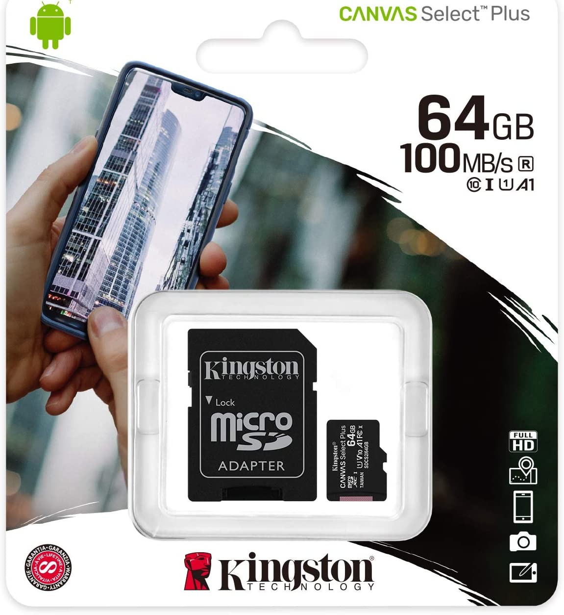 Kingston 64GB microSDXC C10 UHS-I R100MB/s Canvas Select Plus+ SD SDCS2/64GB