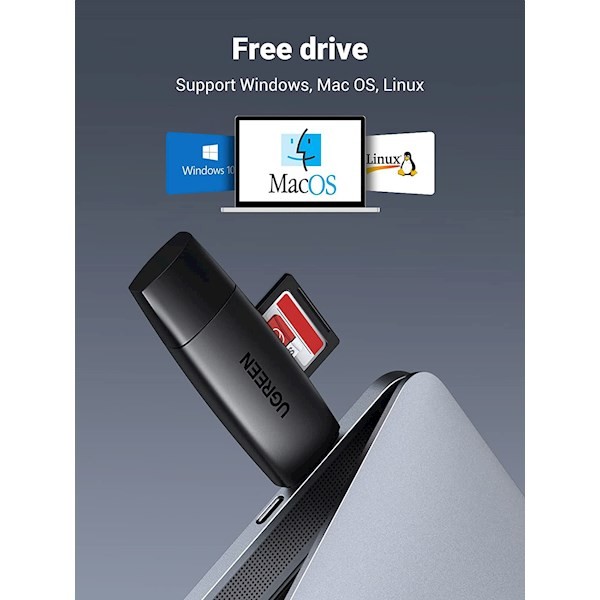 Ugreen CM304 (80191) Multifunction Card Reader, USB-A, USB-C, SD/TF, Black
