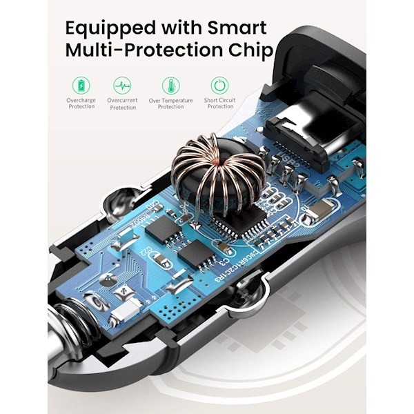 Ugreen CD130 (30780) Dual USB Car Charger 18W Type-C PD Car Charging for iPhone