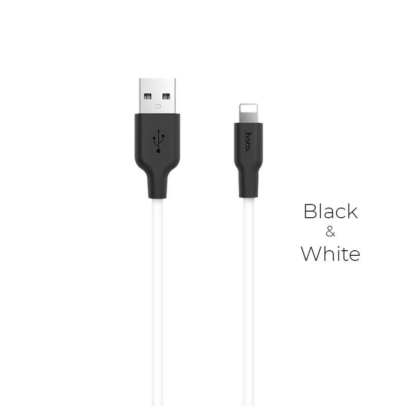 Hoco X21 Silicone lightning charging cable black&white