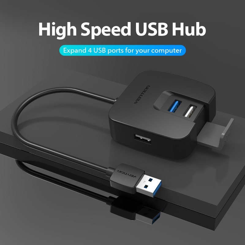VENTION CHABB Single Port USB3.0 / 3 Ports USB 2.0 HUB 0.15M Black