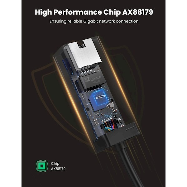 Ugreen CR111 (20256) USB 3.0 to RJ45 Gigabit Ethernet Adapter, Black