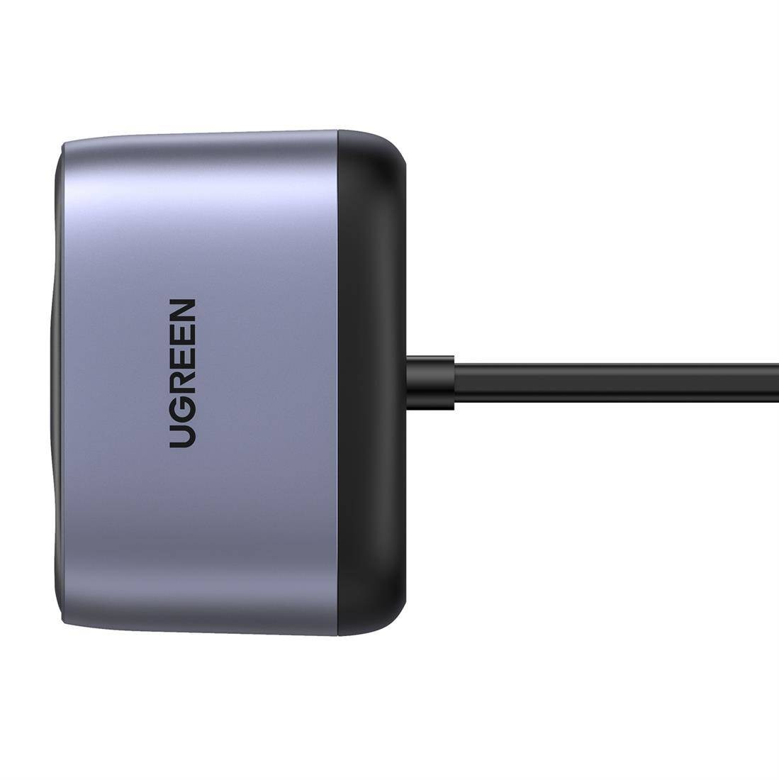 Ugreen CD252 (30886), 120W, USB-C, USB-A Car Charger with Dual Expansion Ports, Gray