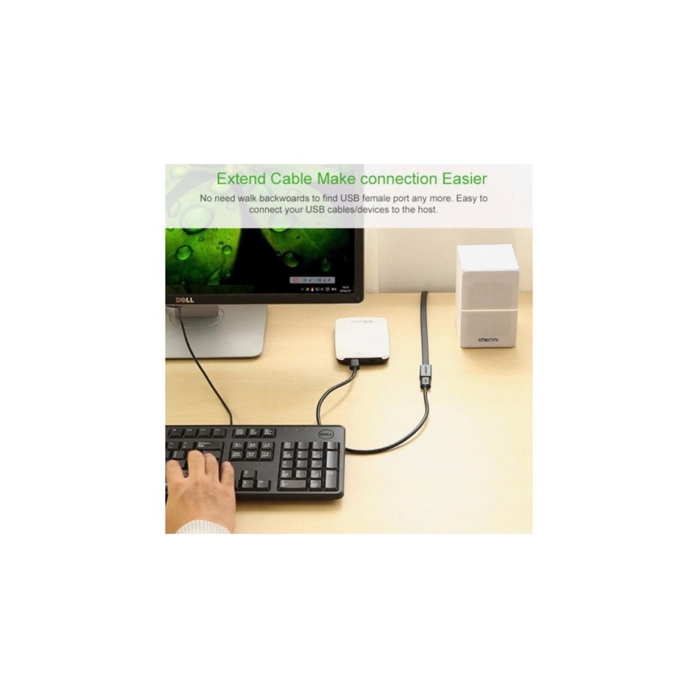 Ugreen US129 USB 3.0 A male to female flat cable Black 1.5M Extension Cable 30126