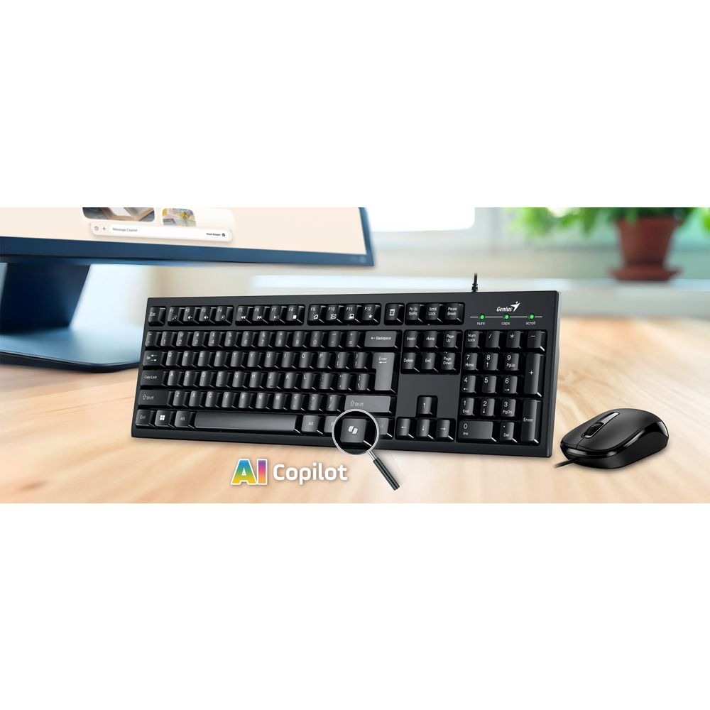 Genius, KM-100SE, Wired Keyboard and Mouse Combo (Black)