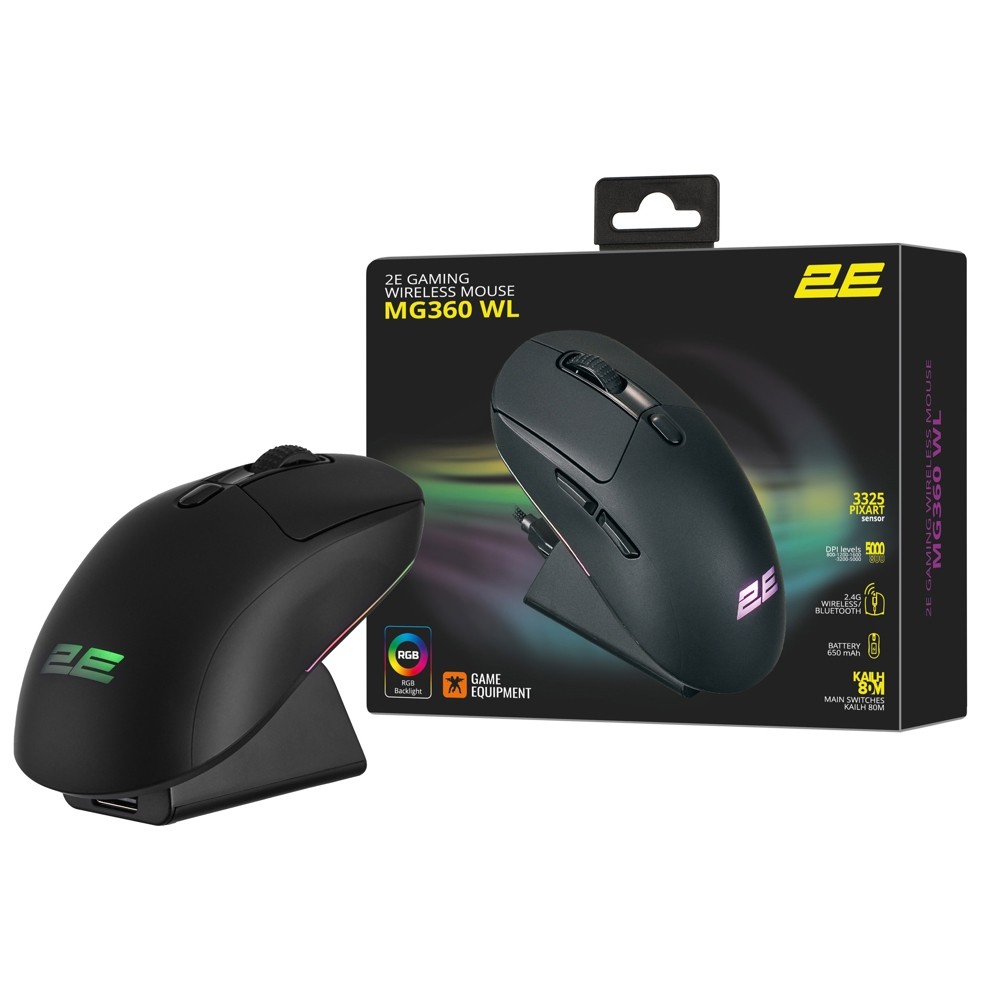 2E GAMING Mouse MG360 WL, USB-A/WL/BT, black 2E-MG360UB-WL