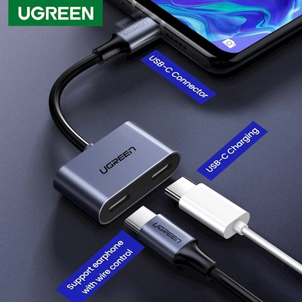 Ugreen CM232 (60165) Type-C USB-C One-Two Converter, Gray