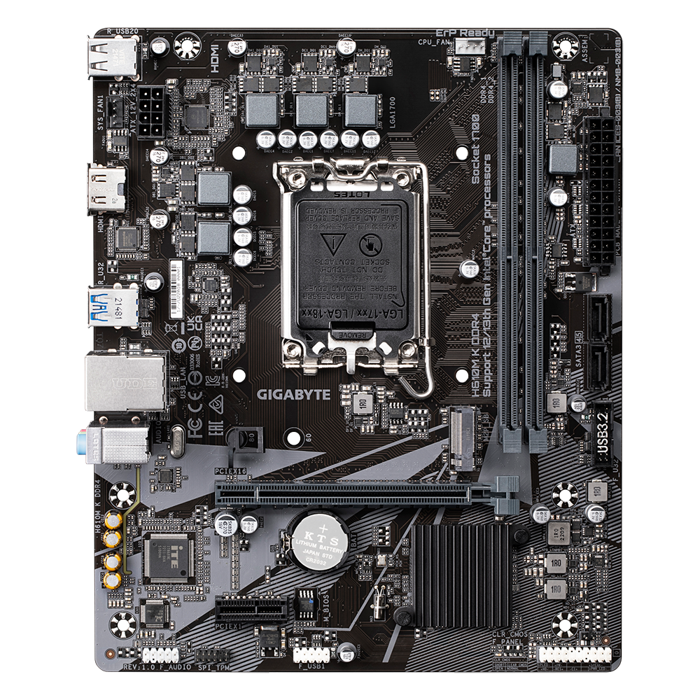 Gigabyte Motherbard H610M K DDR4 s1700 H610 2xDDR4 M.2 HDMI mATX H610M_K_DDR4