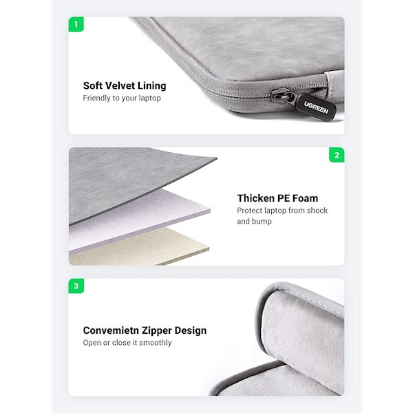 Ugreen LP187 (20476) Laptop Bag 14"-14.9", Gray