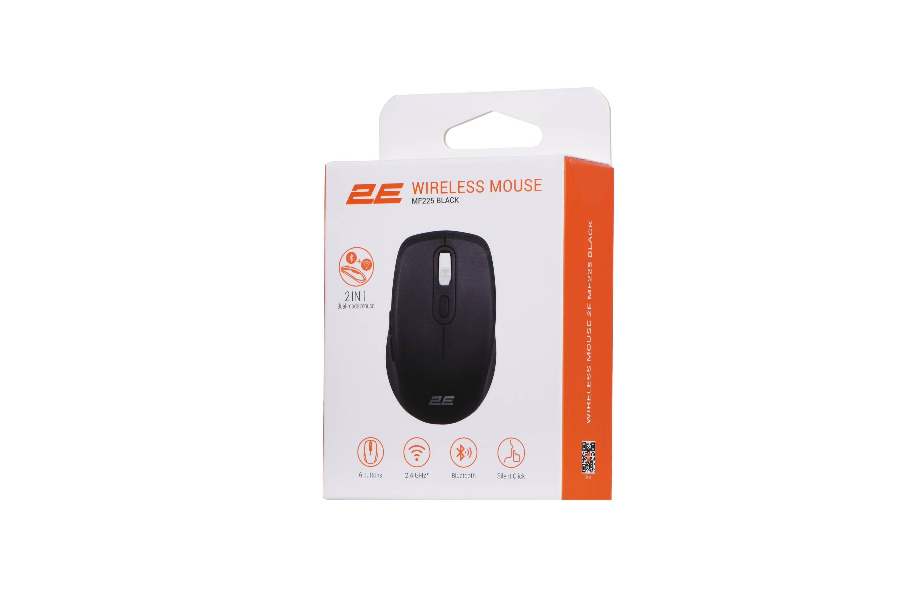 2E Mouse MF225 Silent, WL/BT, black 2E-MF225WBK
