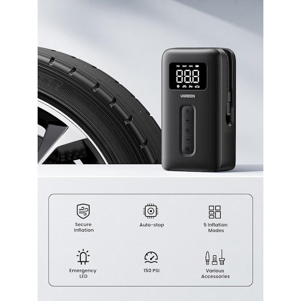 Ugreen CD259 (15951), Portable Air Compressor, Black