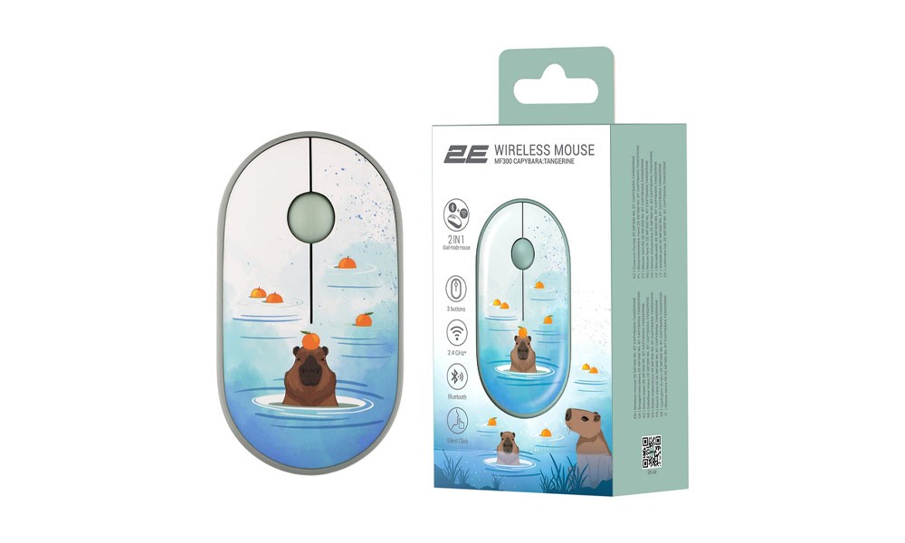 2E Mouse MF300 CAPYBARA:TANGERINE Silent WL BT, Green 2E-MF300WCAPIBARAGN
