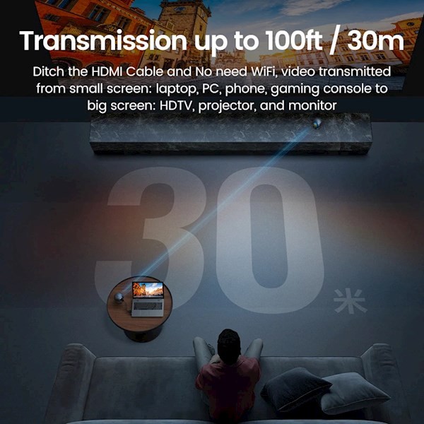 Ugreen CM438 (80641), 4K Wireless HDMI Transmitter And Receiver, Black