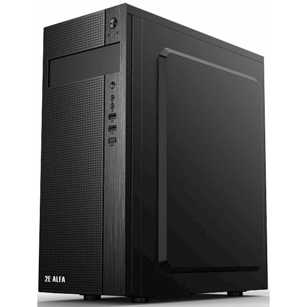 2E ALFA E185-400 Mid Tower Computer case | ATX400W | 2xUSB2.0 | 1xUSB3.0 | Black | 2E-E185-400