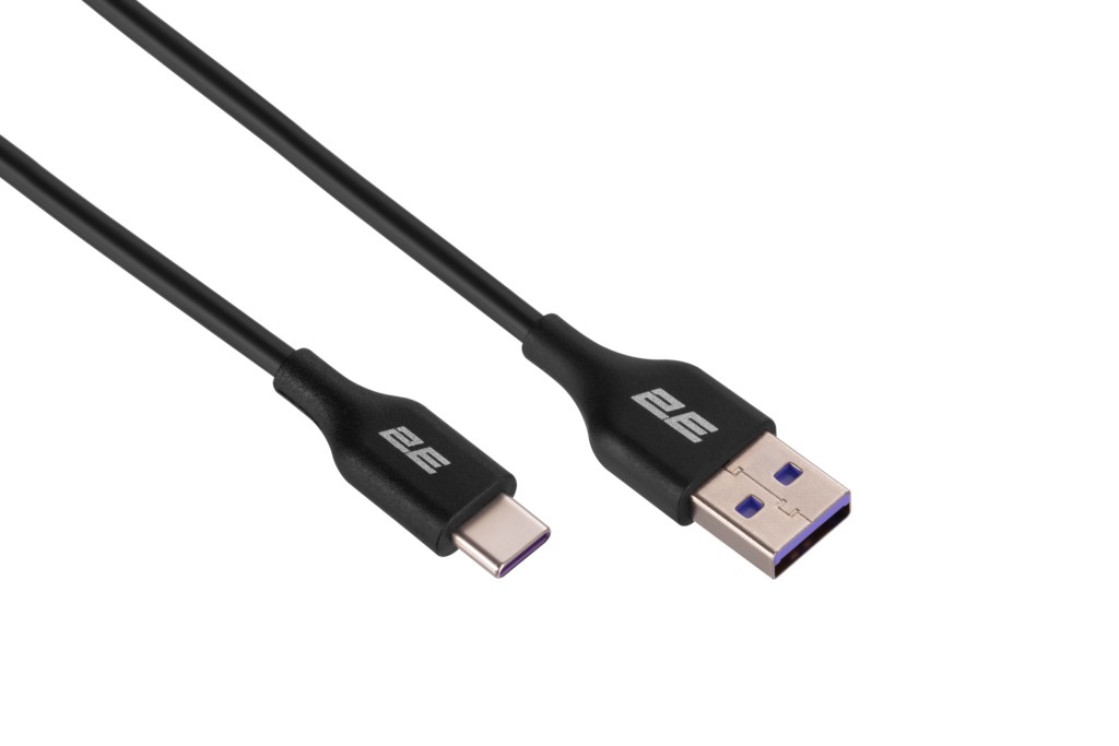 2E Сable USB-A > microUSB charge/data, 1m, Glow, black 2E-CCAM-BL