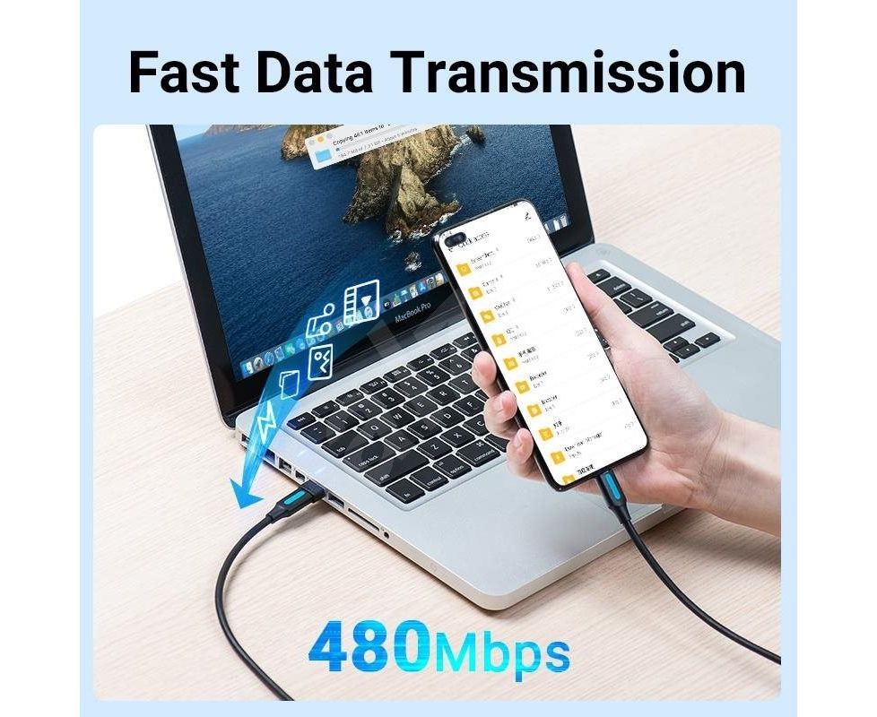 Vention CDWB0 USB 2.0 Male to USB-C Female Adapter Black PVC Type