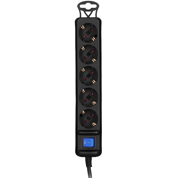 2E 5XSchuko switch 3G*1.5mm2, 5m, black 2E-U05ES15M5BK