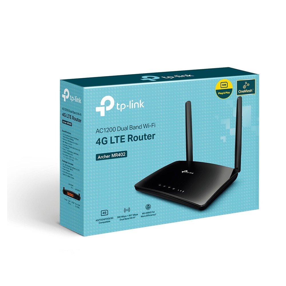 TP-Link, Archer MR402, Wi-Fi 5 Router, AC1200 Wireless Dual Band 4G LTE.