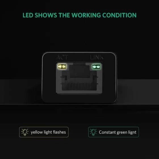 Ugreen US236 (50307) USB Type-C to 10/100/1000Mbps Ethernet Adapter, Black