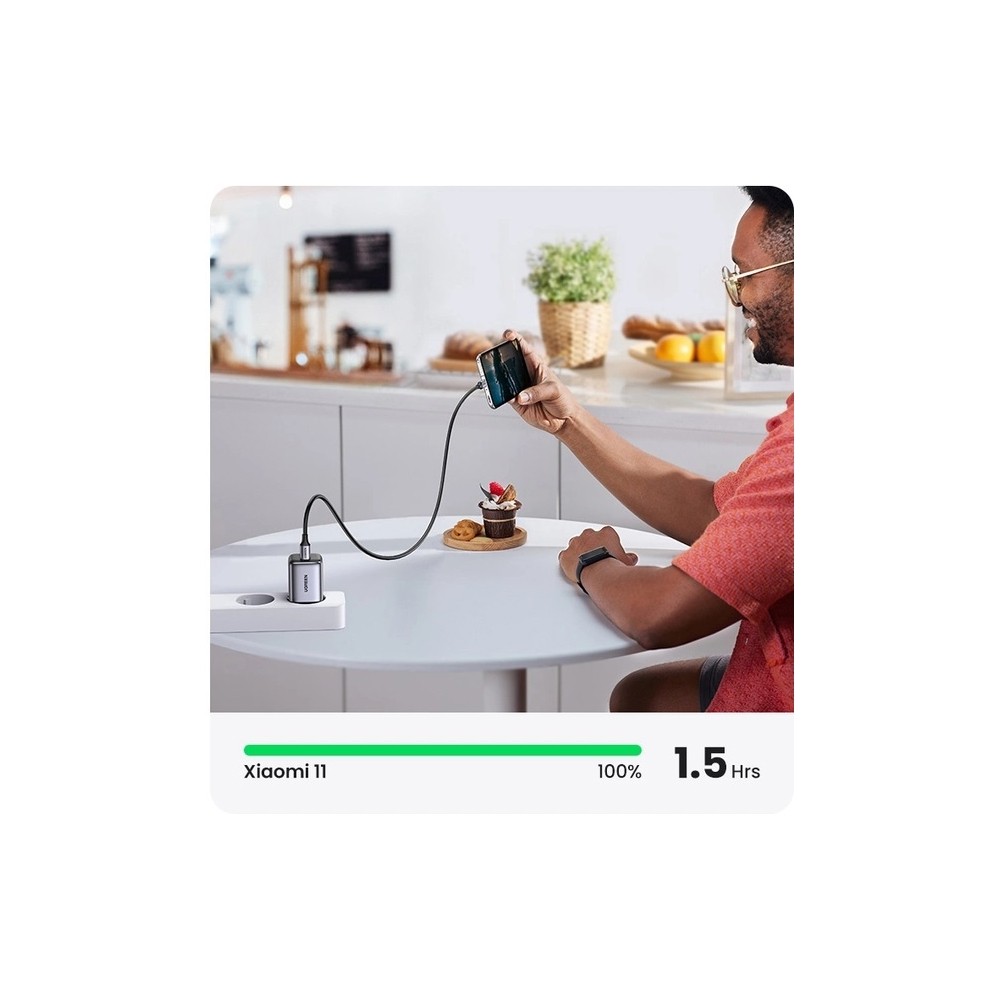 Ugreen CD318 (90664) Nexode Mini, 20W, Single port, USB-C, Type-c, Black