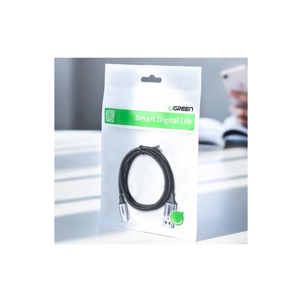 Ugreen US288 UGREEN USB 2.0 A to Type C Cable Nickel Plating Aluminum Braid 1m (Black) 60126