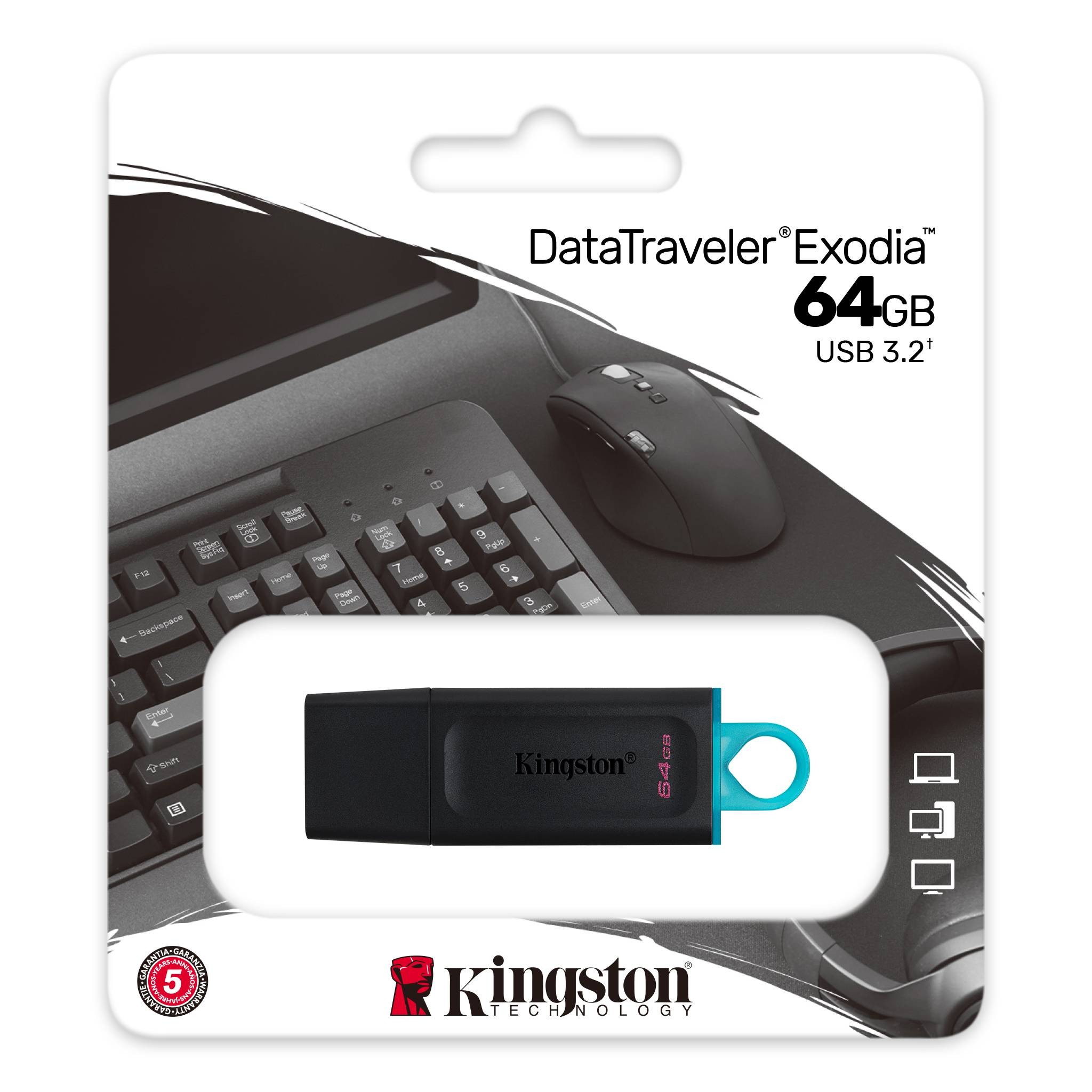 Kingston DTX 64GB USB3.2 Gen 1 DataTraveler Exodia (Black + Teal)
