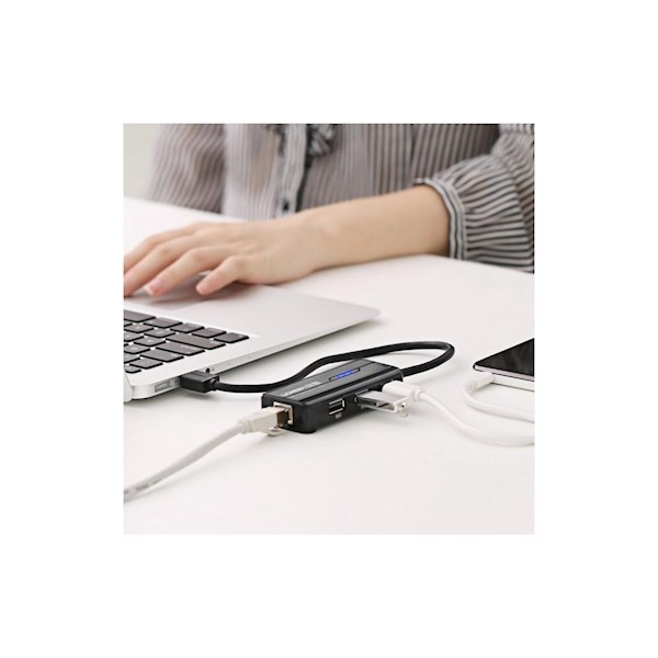 Ugreen 20264 USB 2.0 10/100Mbps USB to Lan + 3Port USB HUB Network Adapter