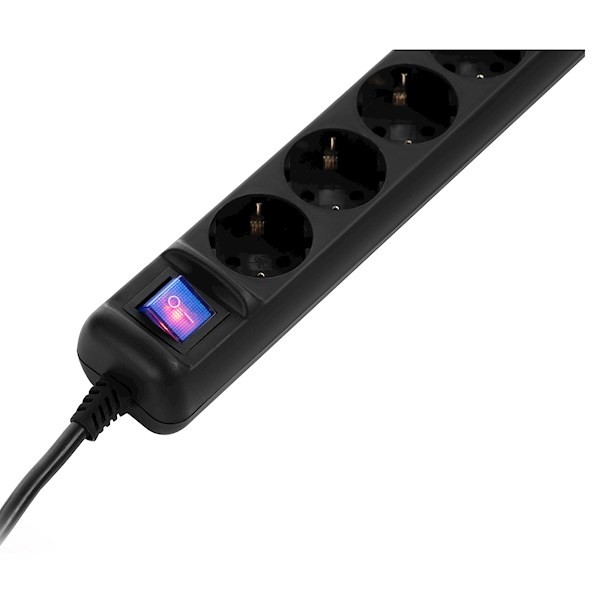 2E power strip5XSchuko switch, 3G*0.75mm2, 3m, Black 2E-U05ESM3B