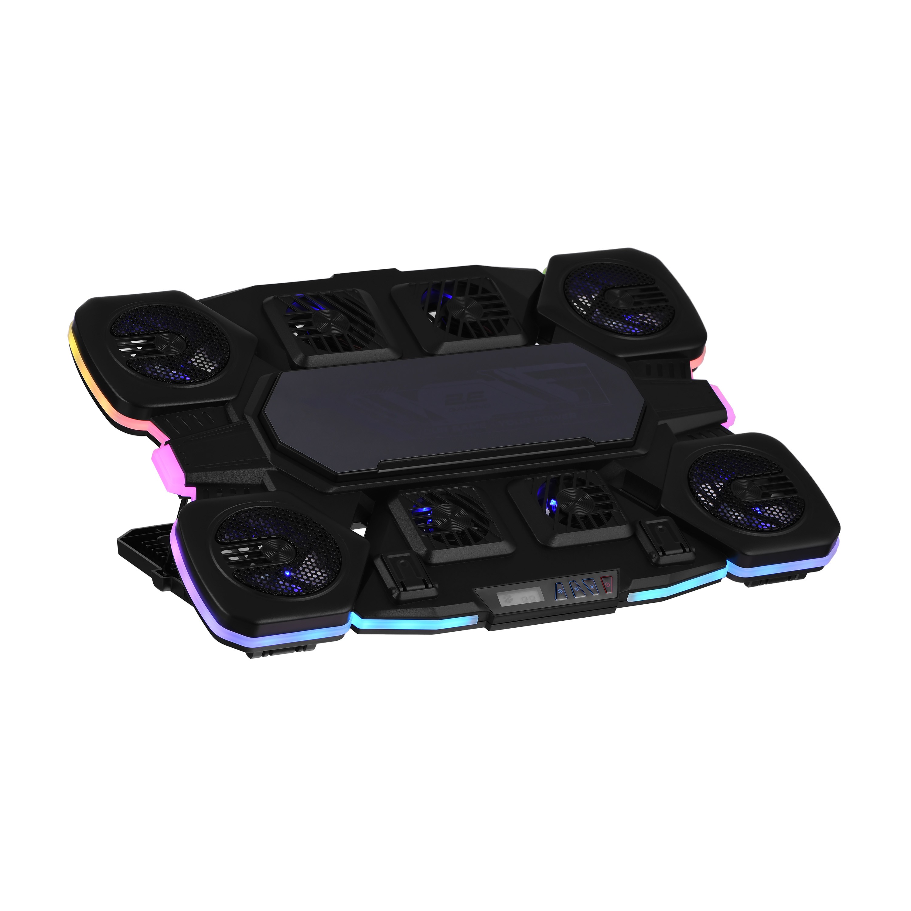 2E GAMING Laptop stand CPG-012, up to 17.3", 1xUSB-C, LCD/semiconductor cooling pad, RGB, black 2E-CPG-012