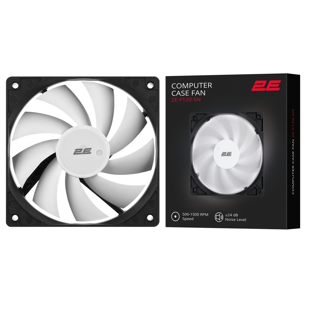 2E Case Fan F120-SN, 120mm, 500-1500rpm, 4pin 24dBa, black 2E-F120-SN