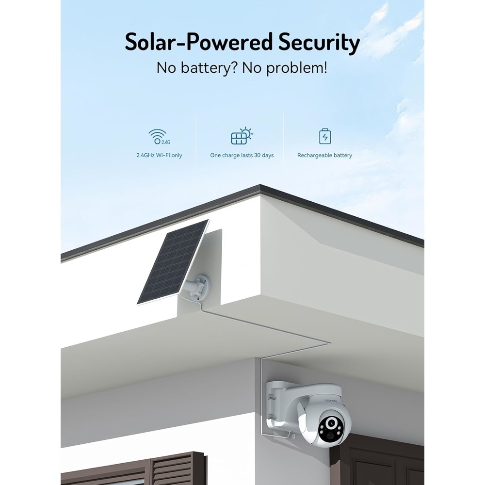 Blurams E20C, 3Mp, Solar Wireless 2K PTZ Security Camera, White