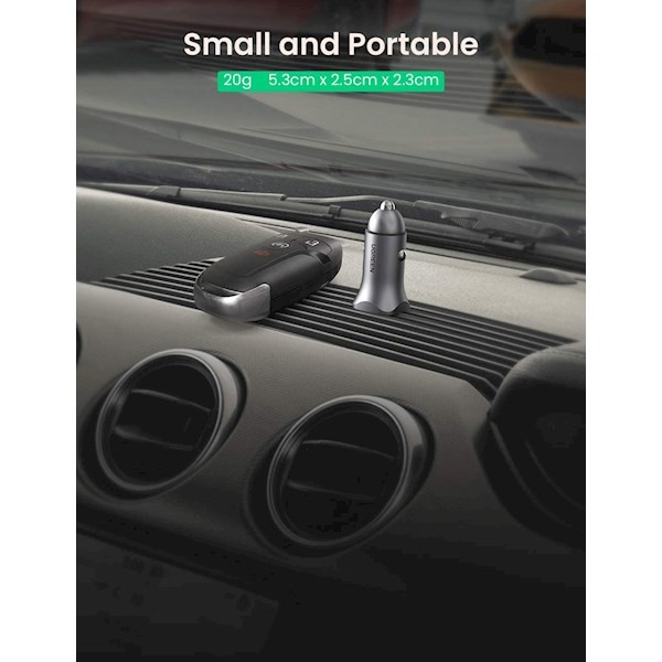Ugreen CD130 (30780) Dual USB Car Charger 18W Type-C PD Car Charging for iPhone