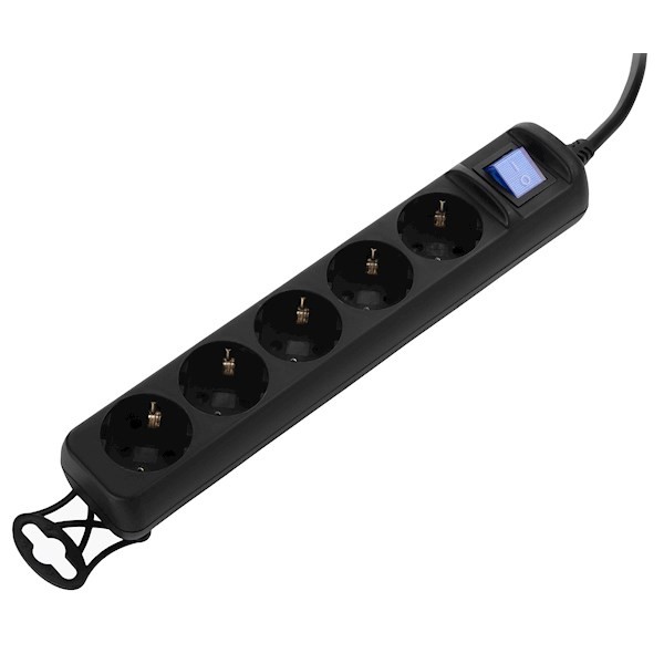 2E power strip5XSchuko switch, 3G*0.75mm2, 3m, Black 2E-U05ESM3B
