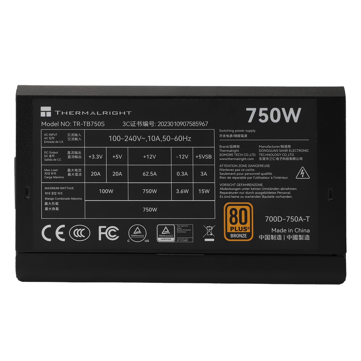 Thermalright TB750S 750W 80+ Bronze Power Supply TR-TB750S