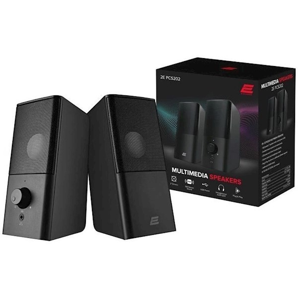 2E Multimedia speaker PCS202, 2.0, USB, Black 2E-PCS202BK