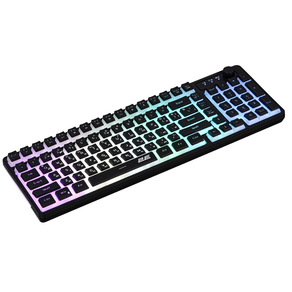 2E GAMING Membrane keyboard KG390 100key, USB-A/WL/BT, EN/UA, RGB, black 2E-KG390UBK-WL